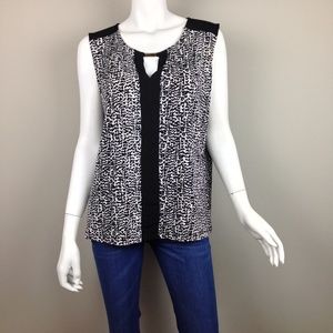 Jones New York Sleeveless Knit Top - Black & White